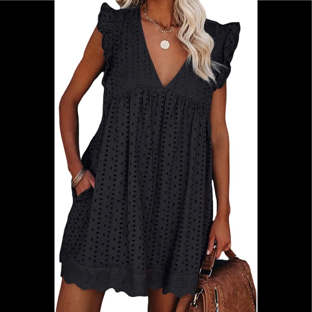 NIP, casual, romper dress with lined shorts and POCKETS!